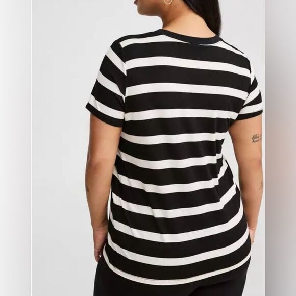 Torrid Black and Cream Striped Top - Picture 2 of 13